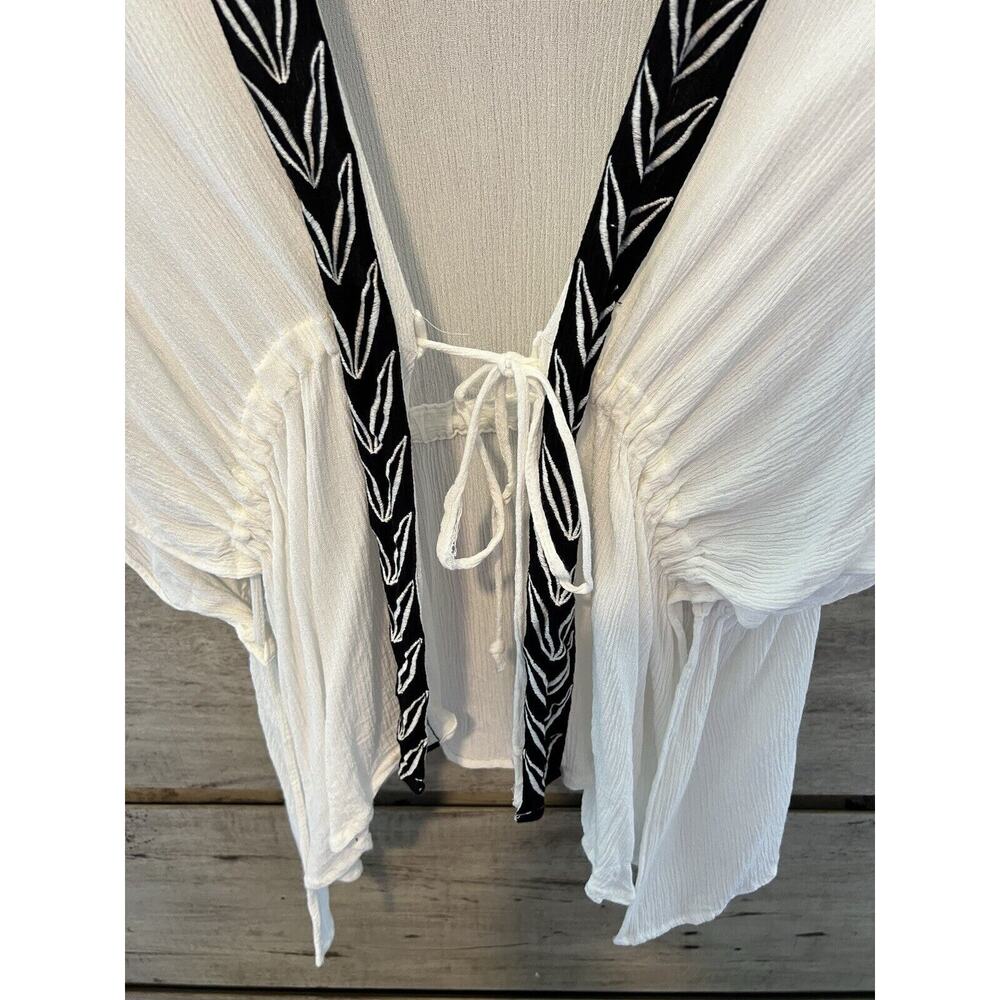 Express Boho Wrap Blouse Cover Up White One Size Caftan Lagenlook - Picture 5 of 9